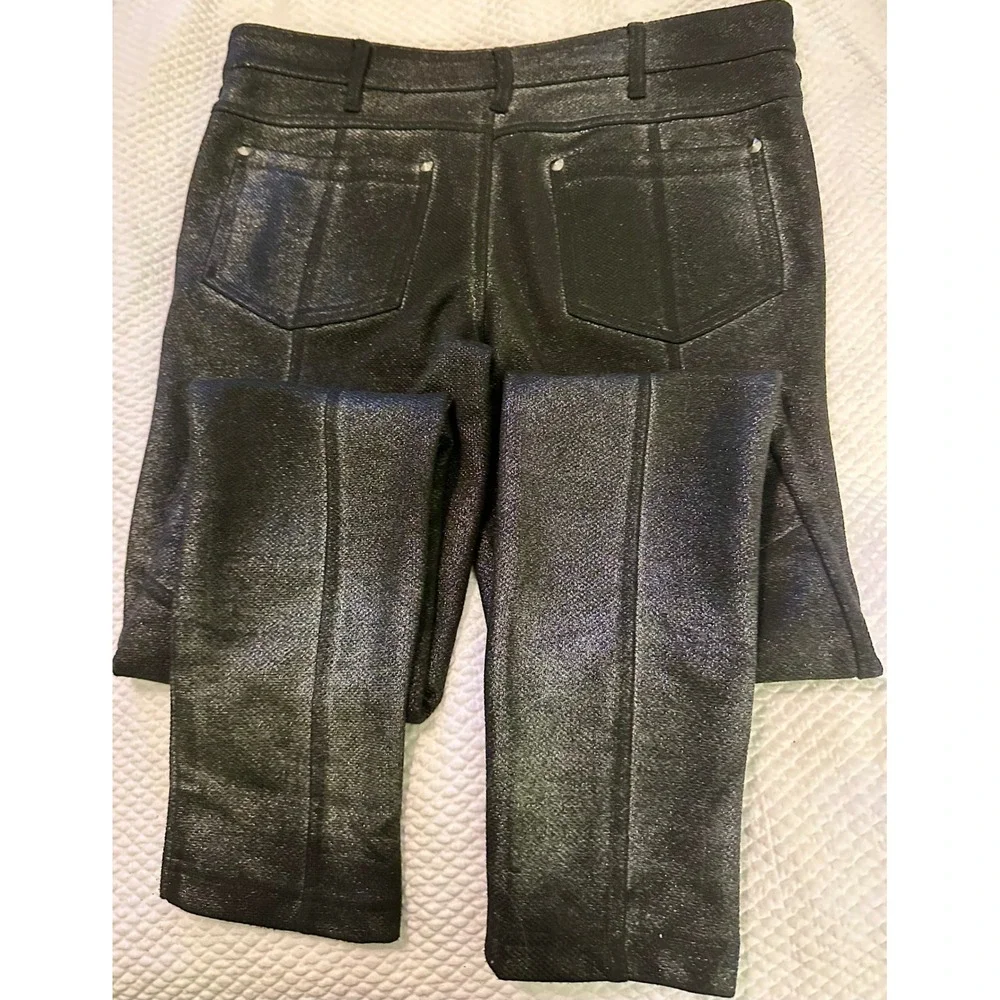 Free People Moto Leggings Metallic Black Detail‎ Skinny Pants Sz 26 retails $225